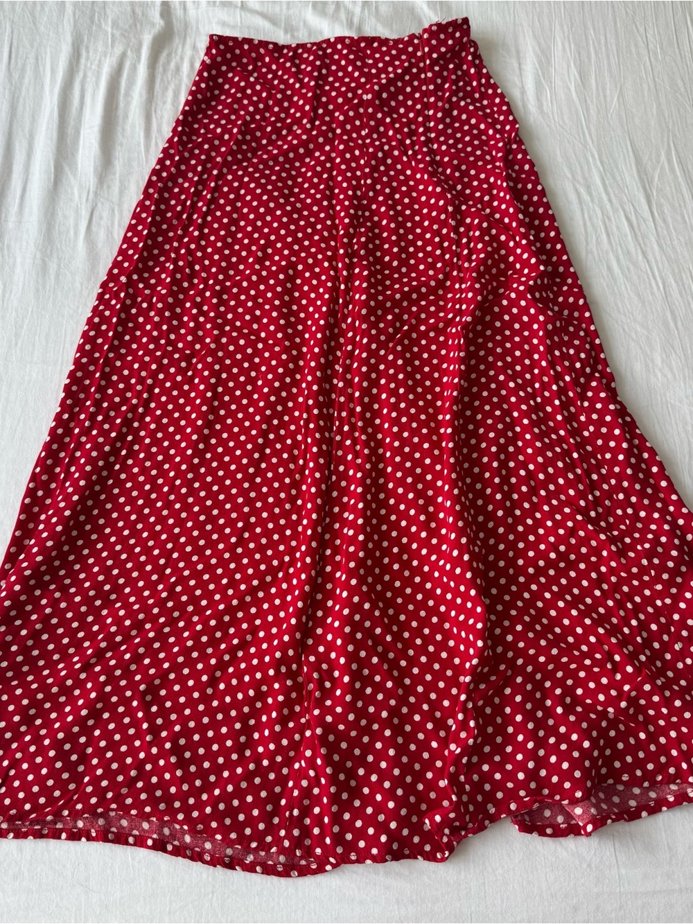 Reformation Red Polka Dot Maxi Skirt